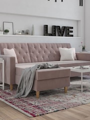 CosmoLiving Blush Pink Liberty Sectional Velvet Sofa Bed - Image 1 of 4