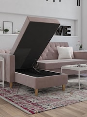 CosmoLiving Blush Pink Liberty Sectional Velvet Sofa Bed - Image 2 of 4