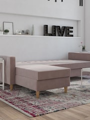 CosmoLiving Blush Pink Liberty Sectional Velvet Sofa Bed - Image 3 of 4