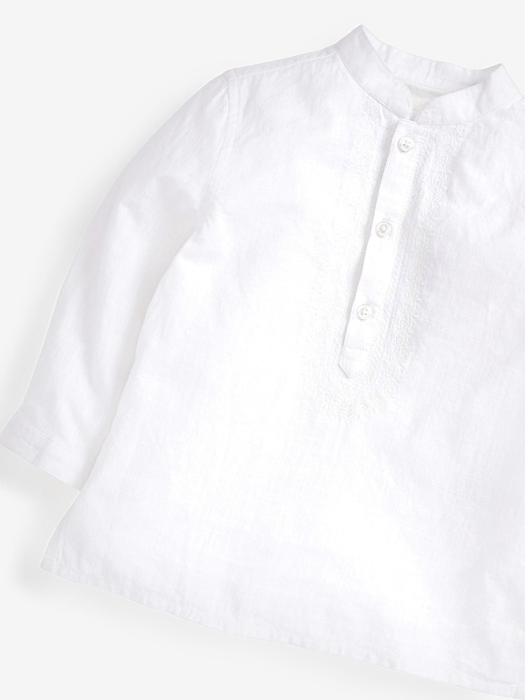 White Shirt Length Embroidered Boys Kurta (3mths-7yrs) - Image 6 of 6 White Shirt Length Embroidered Boys Kurta (3mths-7yrs) - Image 6 of 6