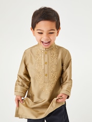 Gold Regular Length Embroidered Boys Kurta (3mths-7yrs) - Image 2 of 5