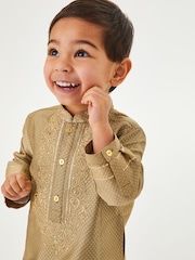 Gold Regular Length Embroidered Boys Kurta (3mths-7yrs) - Image 4 of 5