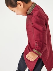 Red Regular Length Embroidered Boys Kurta (3mths-7yrs) - Image 2 of 6