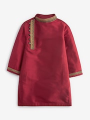 Red Regular Length Embroidered Boys Kurta (3mths-7yrs) - Image 4 of 6