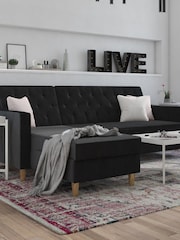 CosmoLiving Black Liberty Velvet Sectional Sofa Bed - Image 1 of 4
