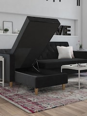 CosmoLiving Black Liberty Velvet Sectional Sofa Bed - Image 2 of 4