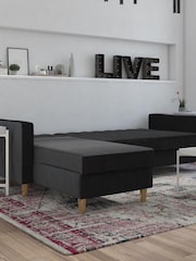 CosmoLiving Black Liberty Velvet Sectional Sofa Bed - Image 3 of 4