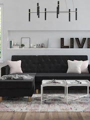 CosmoLiving Black Liberty Velvet Sectional Sofa Bed - Image 4 of 4