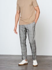 Grey Slim Tapered Trimmed Check Trousers - Image 1 of 1