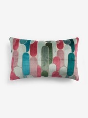 Multi Bright Rectangle Retro Cut Velvet Cushion - Image 3 of 4
