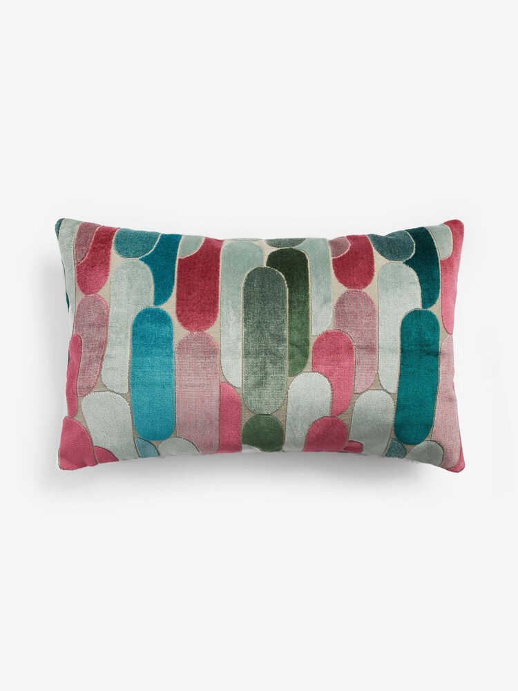 Retro Cut Velvet Cushion - Image 3 of 4