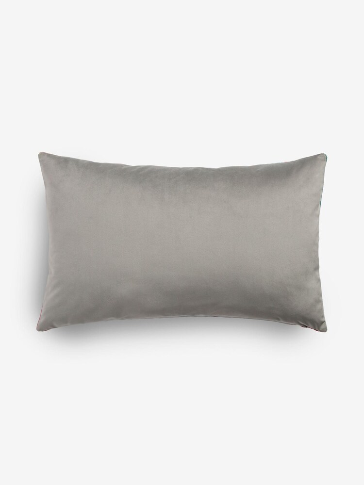 Multi Bright Rectangle Retro Cut Velvet Cushion - Image 4 of 4
