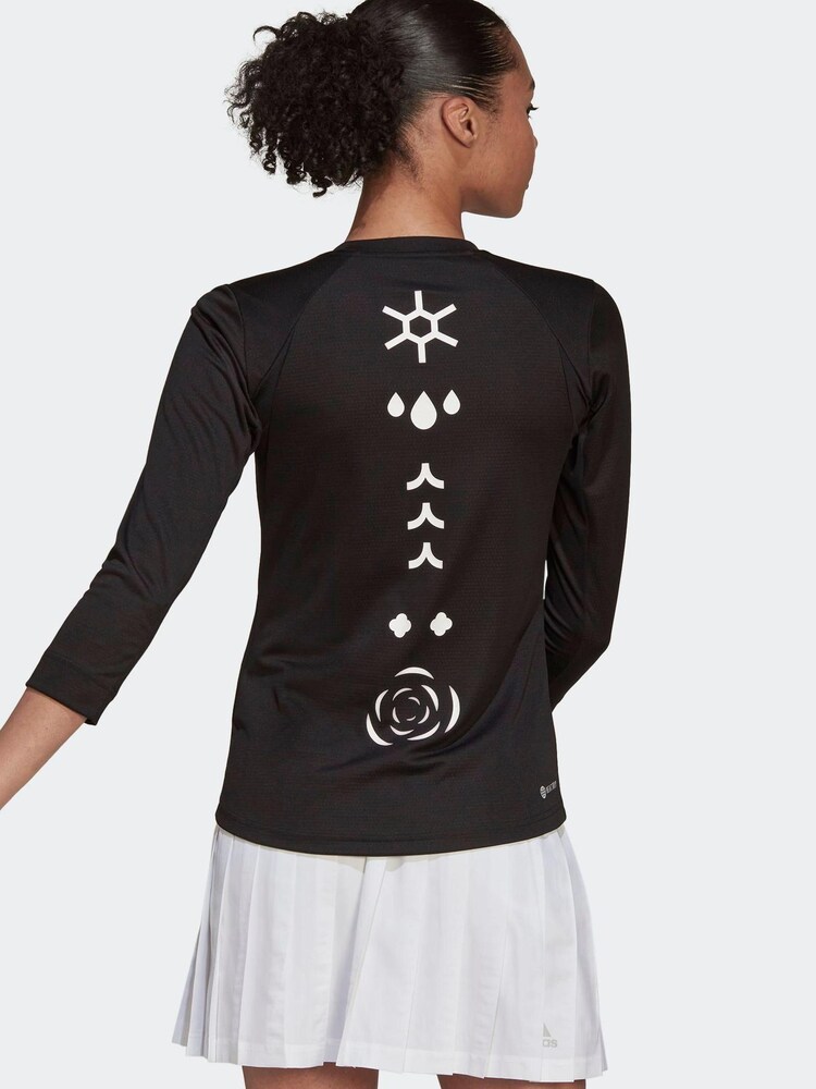 adidas Paris Black Tennis FreeLift 3/4-Length Long Sleeve Top - Image 2 of 7