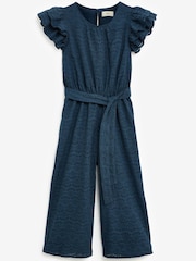 Navy Blue Broderie Jumpsuit - Image 1 of 1