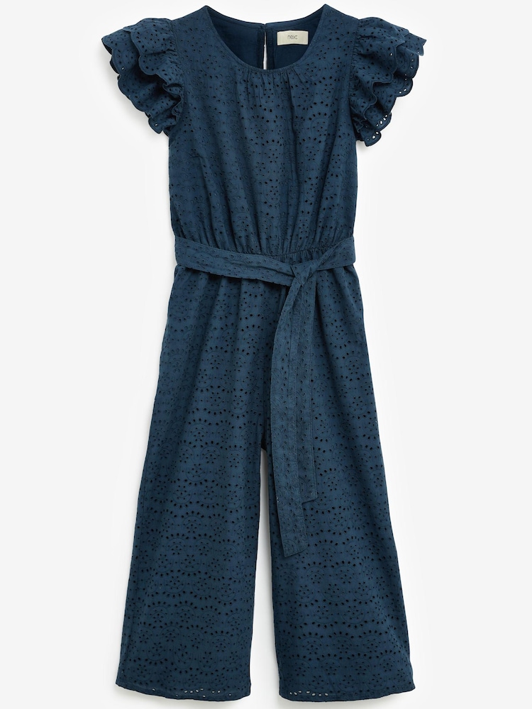 Navy Blue Broderie Jumpsuit - Image 1 of 1
