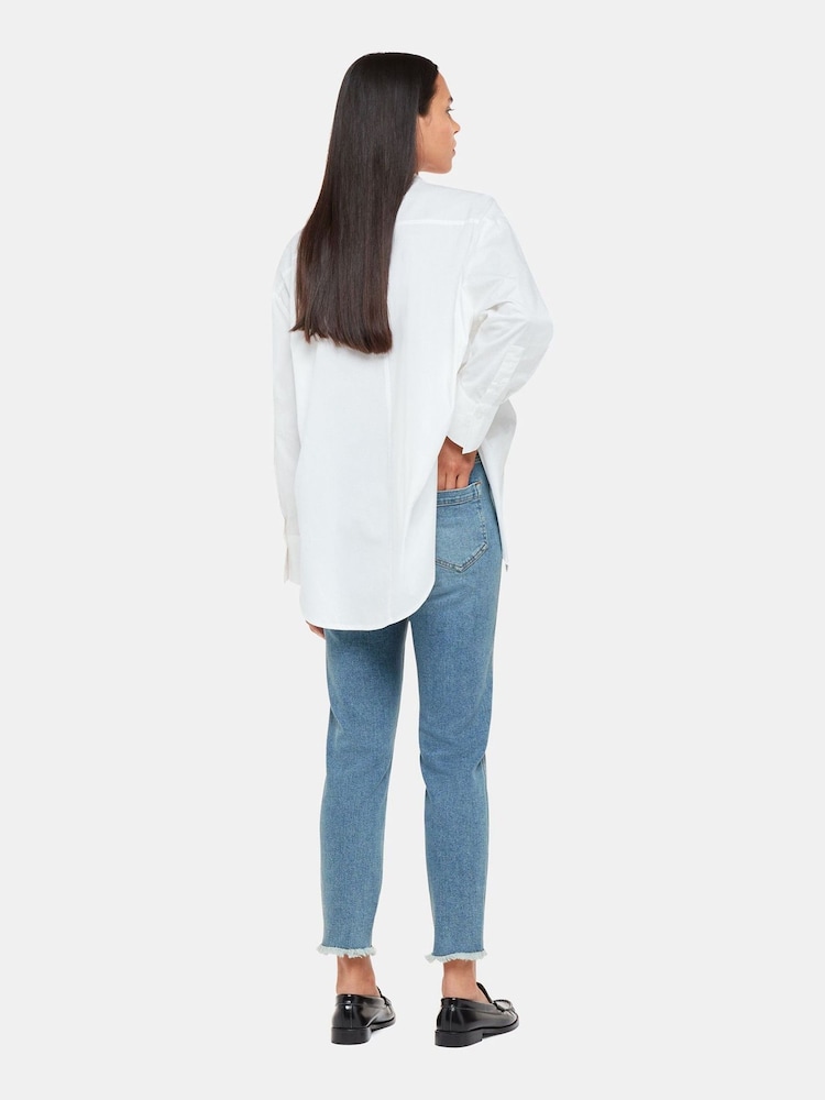 Whistles Blue Slim Frayed Detail Jeans - Image 2 of 5