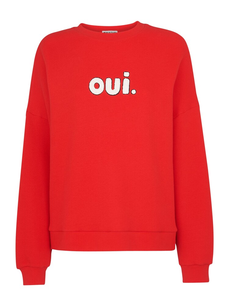 Whistles Red 100% Cotton Oui Logo Sweater - Image 2 of 3