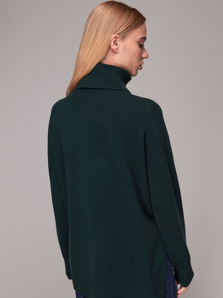 Whistles Green Cashmere Roll Neck Jumper - Image 2 of 5