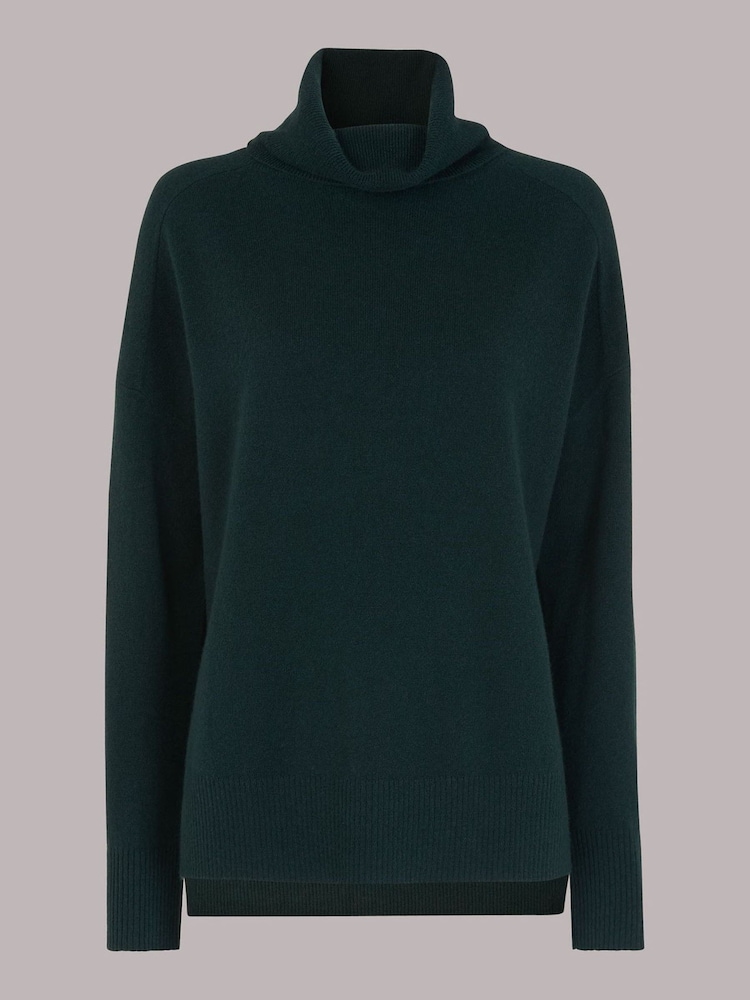 Whistles Green Cashmere Roll Neck Jumper - Image 5 of 5 Whistles Green Cashmere Roll Neck Jumper - Image 5 of 5