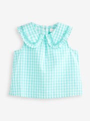 Mint Green Gingham Cotton Collar Blouse (3mths-8yrs) - Image 1 of 3