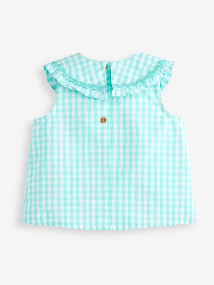 Mint Green Gingham Cotton Collar Blouse (3mths-8yrs) - Image 2 of 3