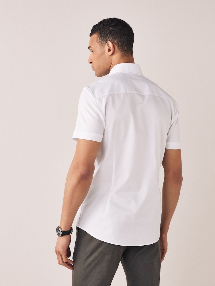 White Slim Fit Easy Iron Button Down Oxford Shirt - Image 2 of 6 White Slim Fit Easy Iron Button Down Oxford Shirt - Image 2 of 6
