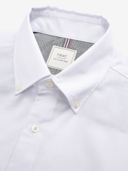 White Slim Fit Easy Iron Button Down Oxford Shirt - Image 5 of 6
