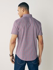 Red/Navy Blue Gingham Check Easy Iron Button Down Oxford Shirt - Image 3 of 7