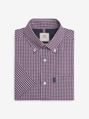 Red/Navy Blue Gingham Check Easy Iron Button Down Oxford Shirt - Image 5 of 7