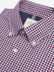 Red/Navy Blue Gingham Check Easy Iron Button Down Oxford Shirt - Image 6 of 7
