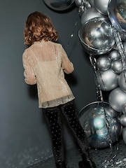 Black/Gold Velour Stud Embellished Leggings (3-16yrs) - Image 2 of 6
