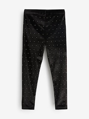 Black/Gold Velour Stud Embellished Leggings (3-16yrs) - Image 5 of 6