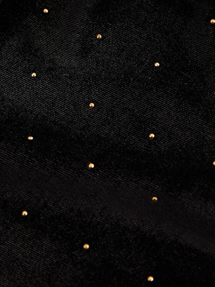Black/Gold Velour Stud Embellished Leggings (3-16yrs) - Image 6 of 6