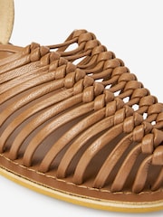 Tan Brown Forever Comfort® Leather 2 Part Woven Shoes - Image 6 of 8
