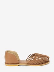 Tan Brown Forever Comfort® Leather 2 Part Woven Shoes - Image 7 of 8