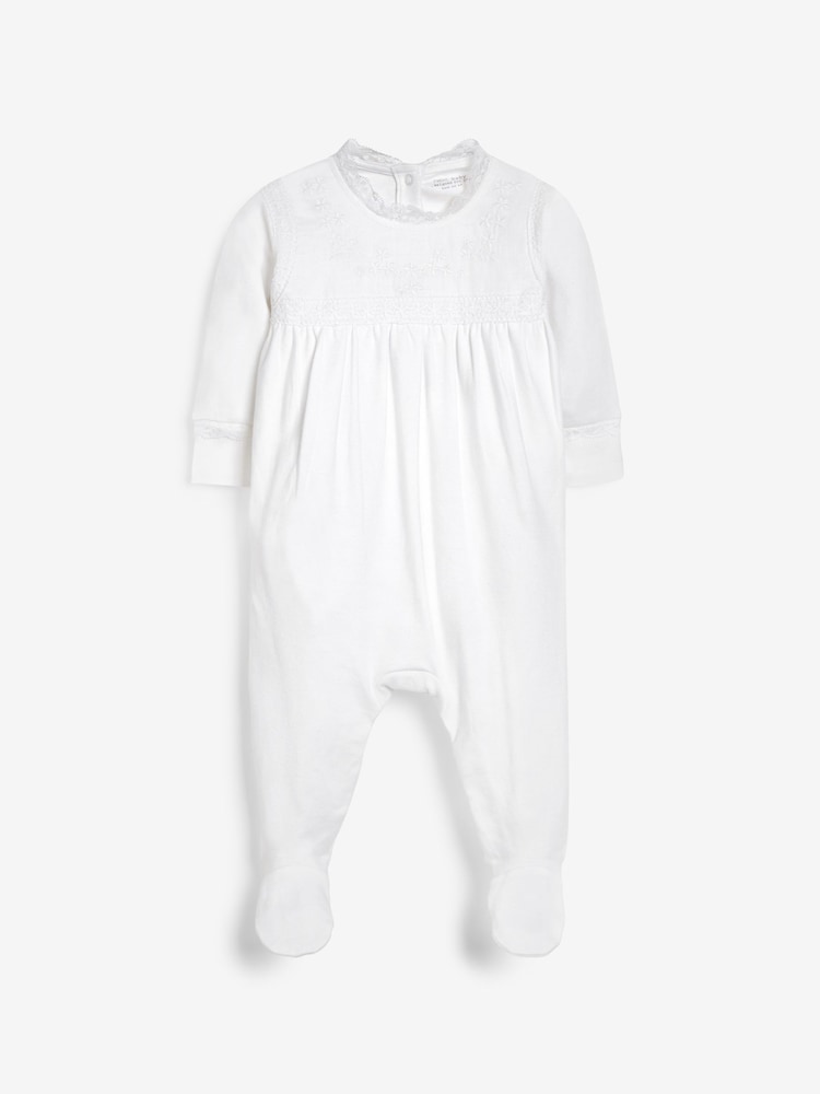 Weiß - 100 % Baumwoll-Schlafanzug (0-2 Jahre) - Bild 1 von 5 Weiß - 100 % Baumwoll-Schlafanzug (0-2 Jahre) - Bild 1 von 5
