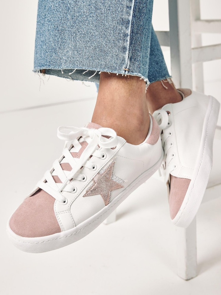 Weiß/Roségold - Forever Comfort® Star Turnschuhe zum Schnüren - Bild 1 von 6