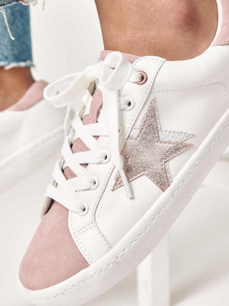 Weiß/Roségold - Forever Comfort® Star Turnschuhe zum Schnüren - Bild 2 von 6