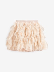 Ecru Cream/Gold Sparkle Tiered Tulle Mesh Skirt (3-16yrs) - Image 7 of 8