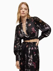 AllSaints Black Saz Silvius Top - Image 1 of 5