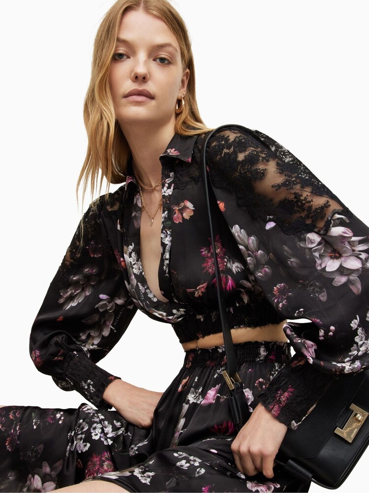 AllSaints Black Saz Silvius Top - Image 2 of 5