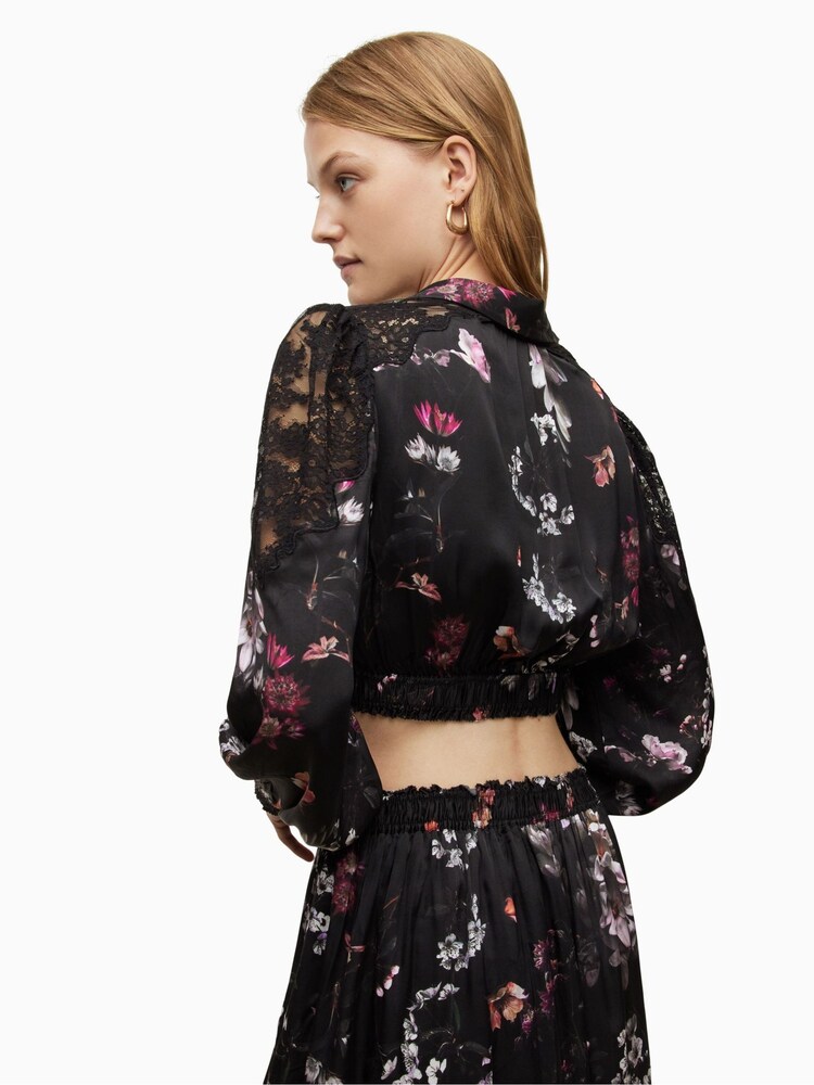AllSaints Black Saz Silvius Top - Image 4 of 5