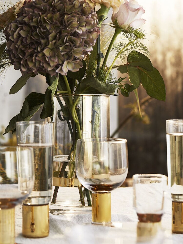 Sagaform Gold 2pc Gold & Glass Club Wine Glasses - Image 1 of 3