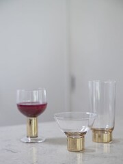 Sagaform Gold 2pc Gold & Glass Club Wine Glasses - Image 2 of 3