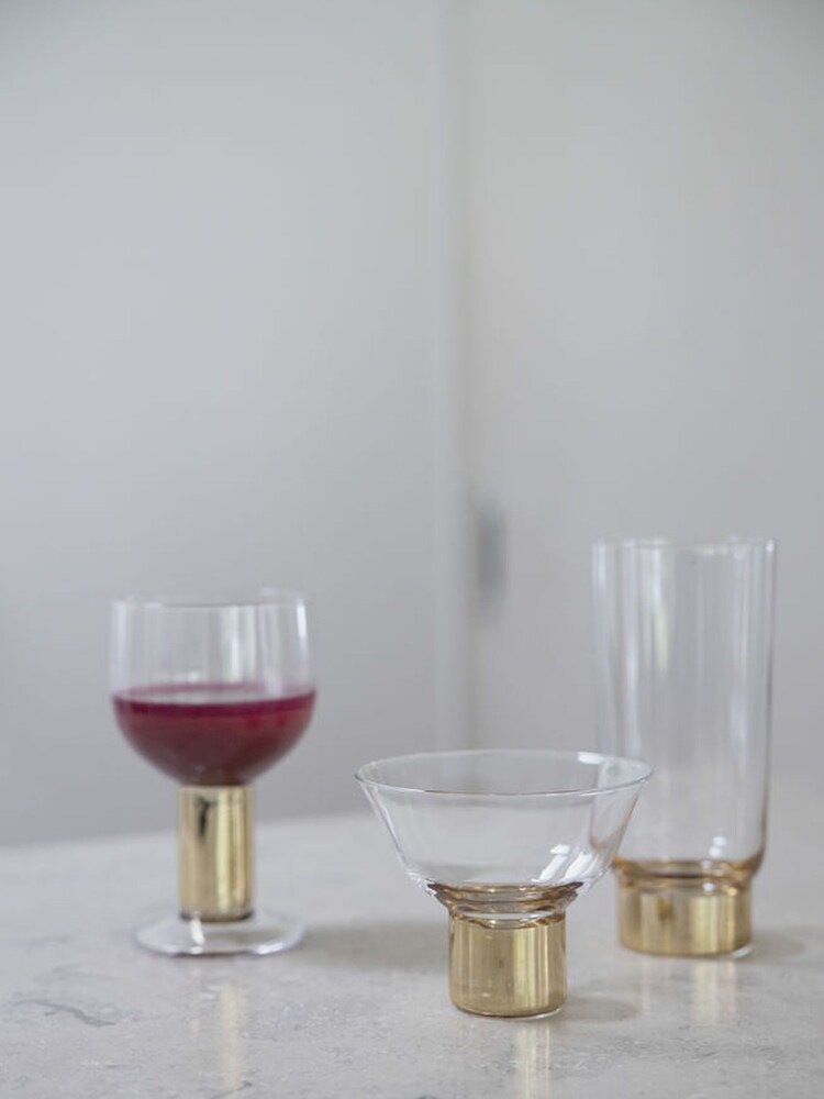 Sagaform Gold 2pc Gold & Glass Club Wine Glasses - Image 2 of 3
