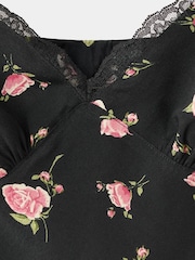 Mango Black Floral Printed Midi Dress - Image 6 of 7
