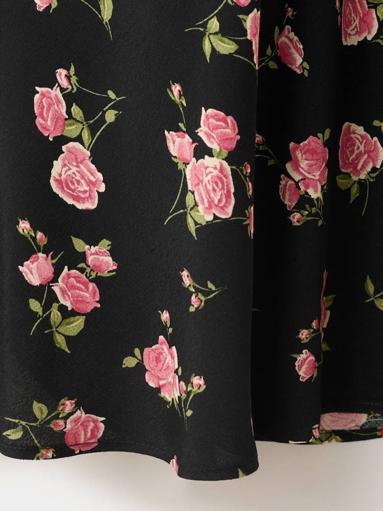 Mango Black Floral Printed Midi Dress - Image 7 of 7