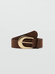 Mango Brown Suede Gold Buckle Belt - Image 1 of 4