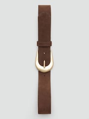 Mango Brown Suede Gold Buckle Belt - Image 2 of 4