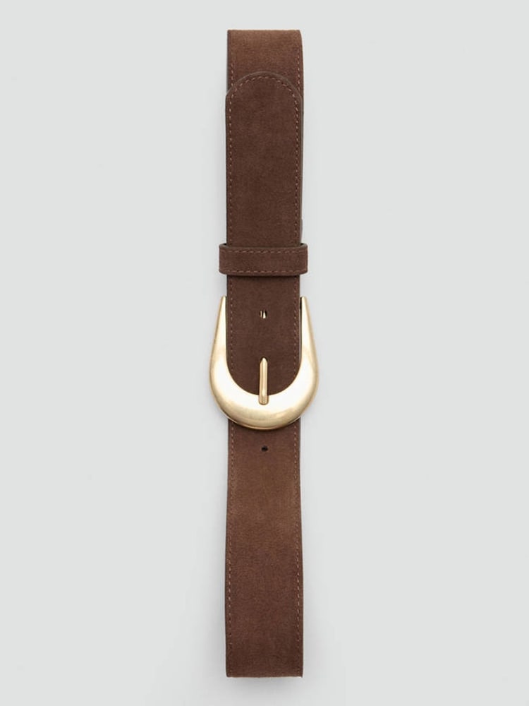 Mango Brown Suede Gold Buckle Belt - Image 2 of 4